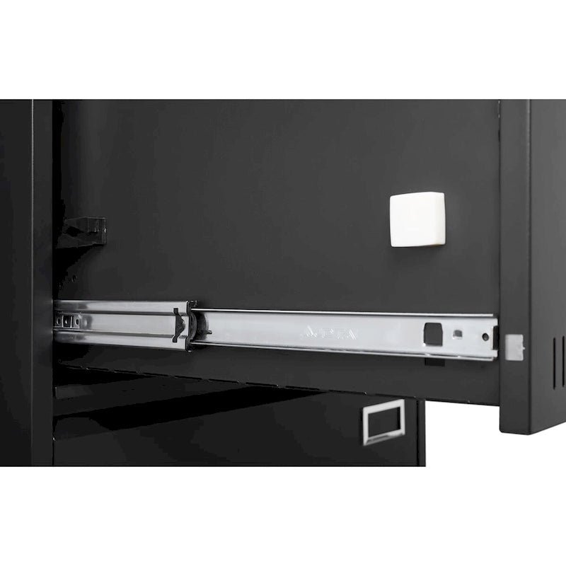 2-Drawer Metal Lateral File Cabinet with Lock, Black, Heavy-Duty Office Storage