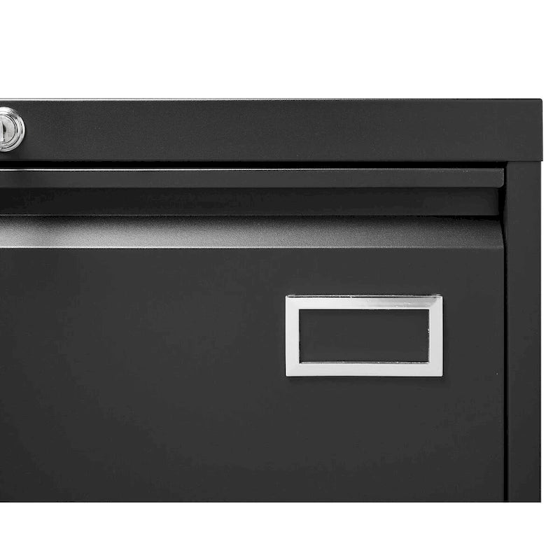 2-Drawer Metal Lateral File Cabinet with Lock, Black, Heavy-Duty Office Storage