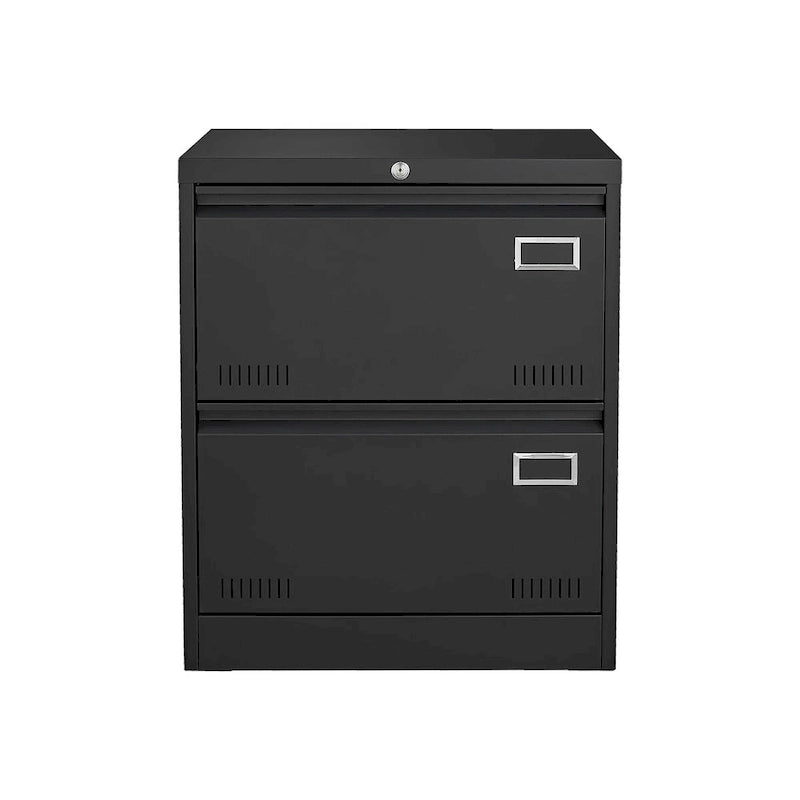 2-Drawer Metal Lateral File Cabinet with Lock, Black, Heavy-Duty Office Storage