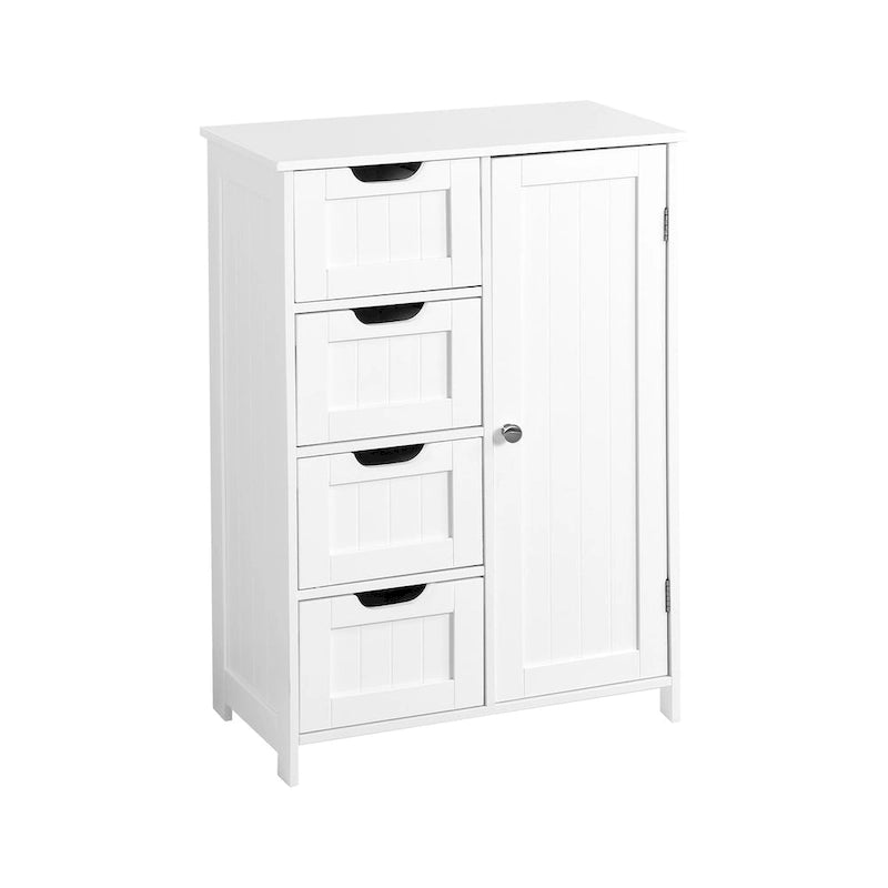 Weiß-braune Kommode mit 6 Schubladen, konischen Beinen und modernem Stil
