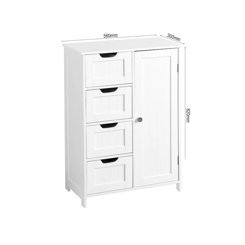 Weiß-braune Kommode mit 6 Schubladen, konischen Beinen und modernem Stil