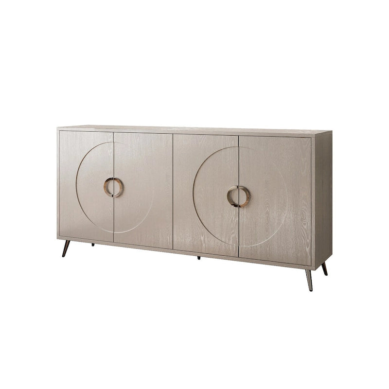 Credenza contenitore moderna con ripiani regolabili, nera effetto champagne anticata