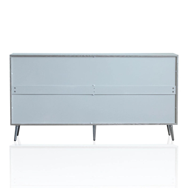 Credenza contenitore moderna con ripiani regolabili, nera effetto champagne anticata