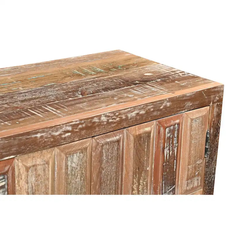 4-Door Reclaimed Wood Sideboard with Distressed Brown Finish